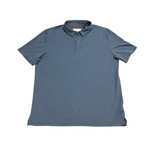 Modern Ambition Men's Blue Diamond Pattern Golf Polo Shirt Size Large